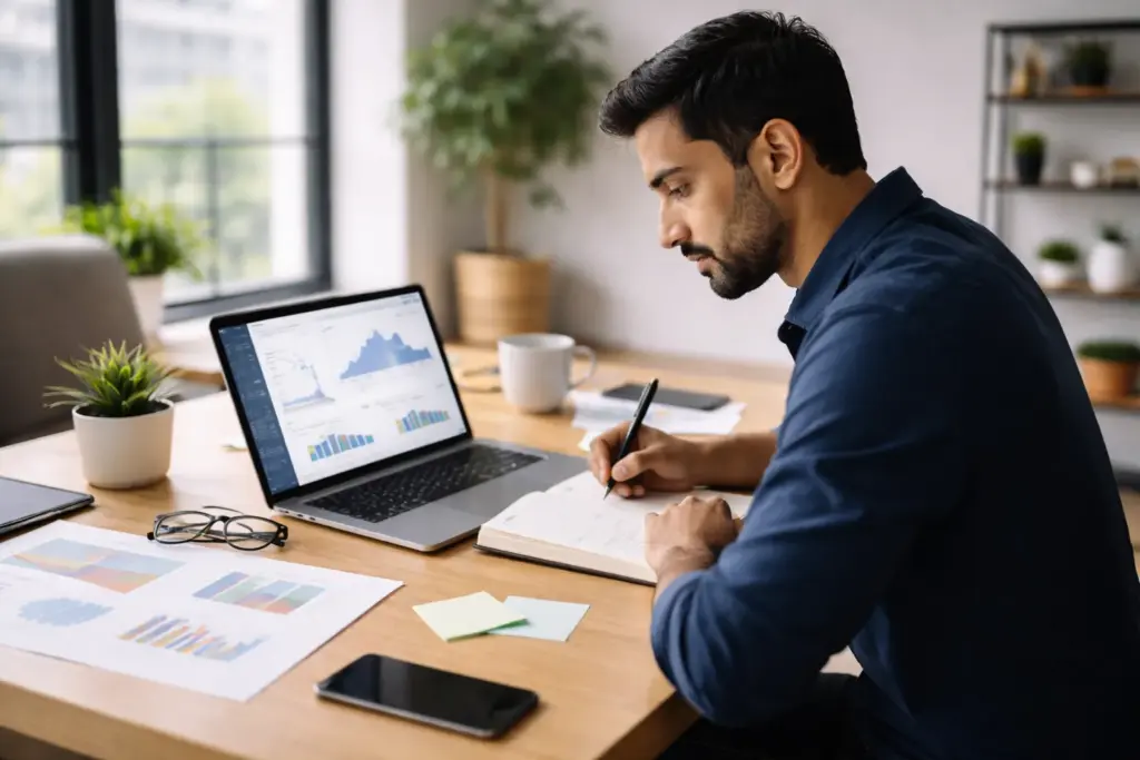 focused consultant at work