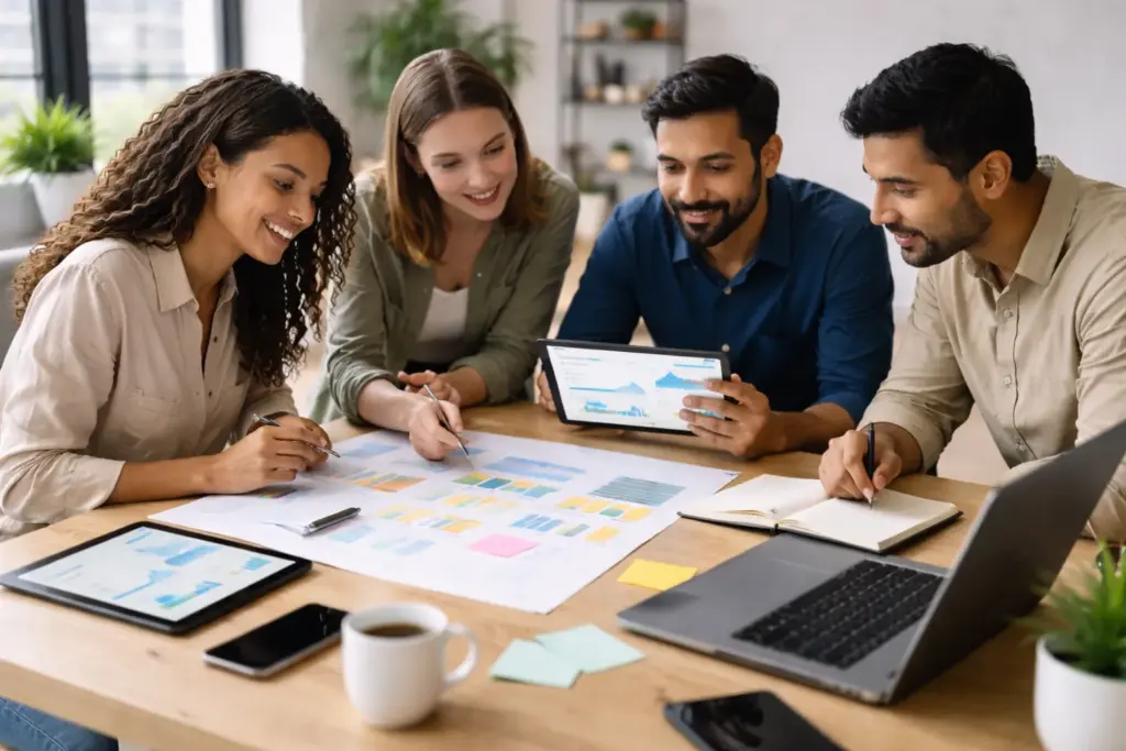 team collaborating on content strategy